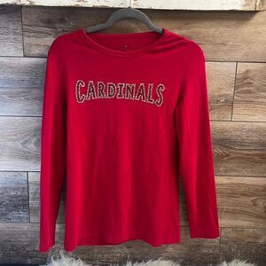 Style Co Ladies “Cardinals” Bling Long Sleeve Scoop Neck Tshirt, Size M